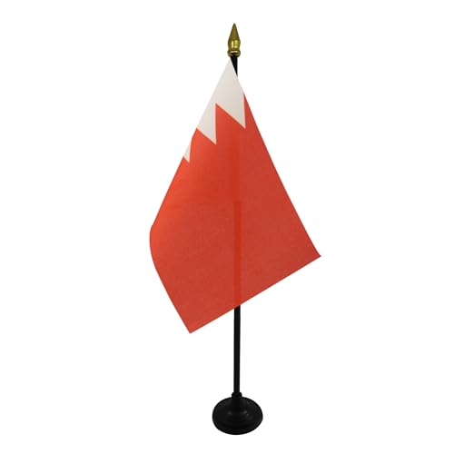AZ FLAG - Tischflagge Bahrain - 15x10 cm Goldene Splitze - Königreich Bahrein Tischfahne 10 x 15 cm - Flaggen